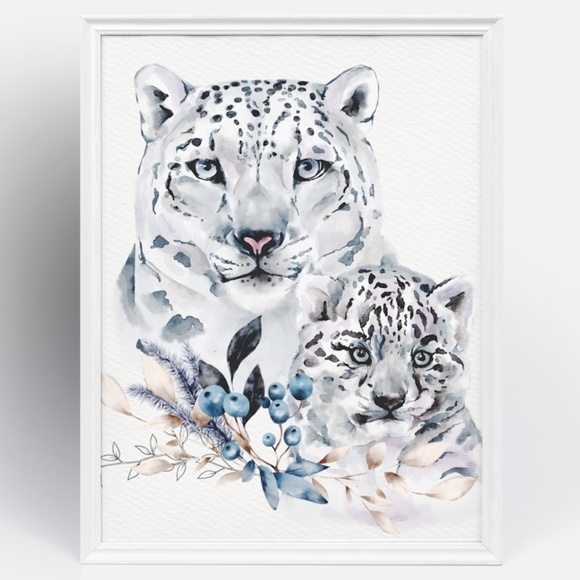Other - Wall Art Print Watercolor Snow Leopard Arctic Poster Unframed